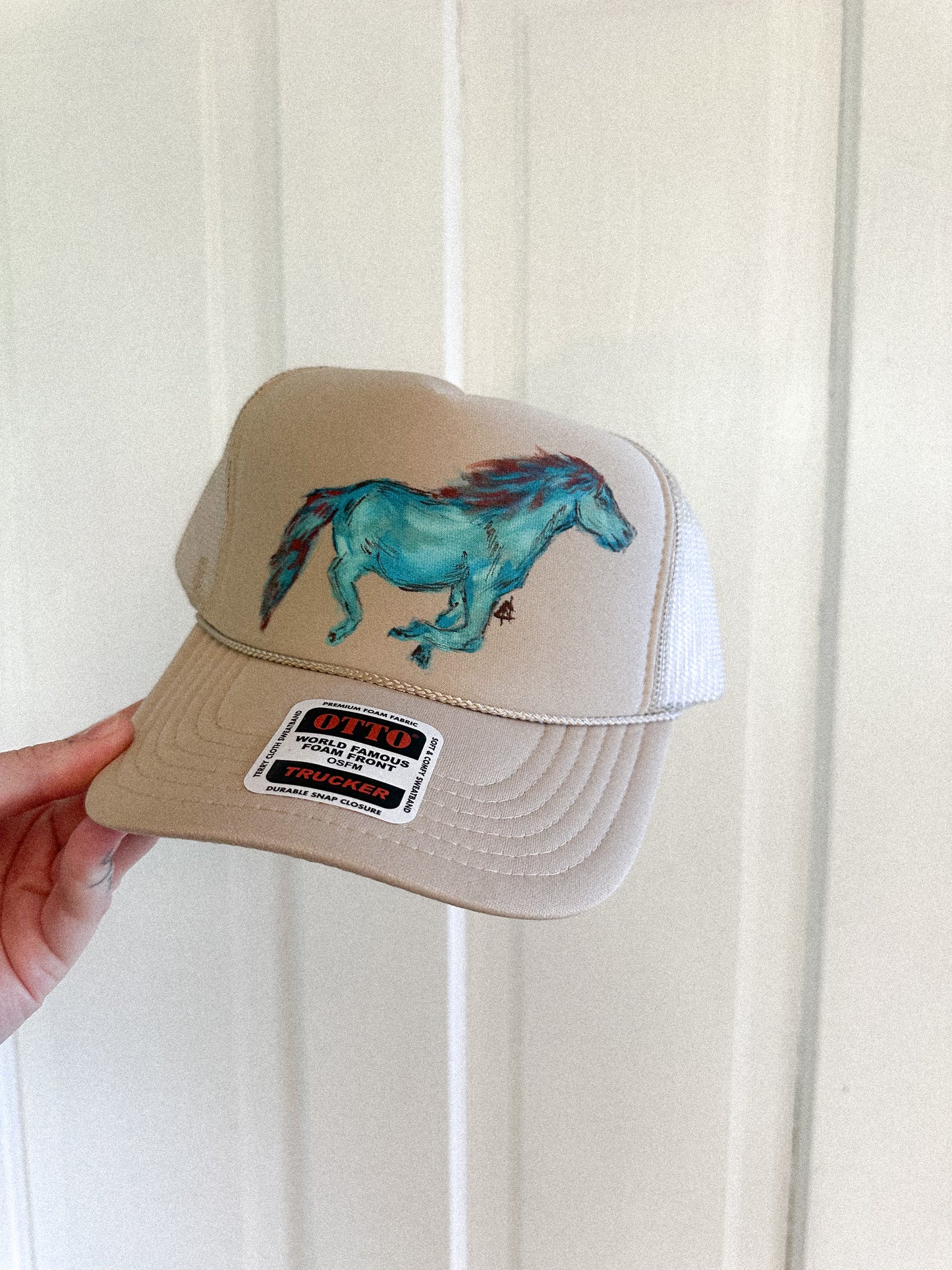 Painted Blue Horse Trucker Hat
