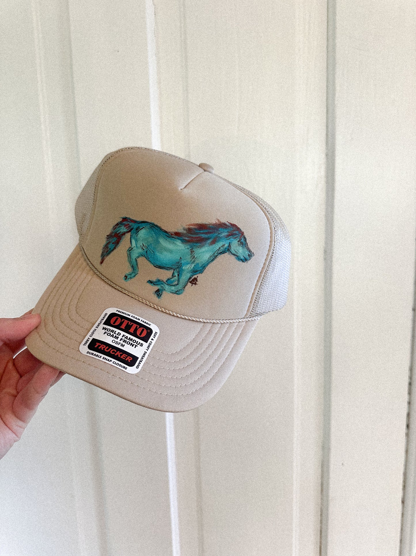 Painted Blue Horse Trucker Hat