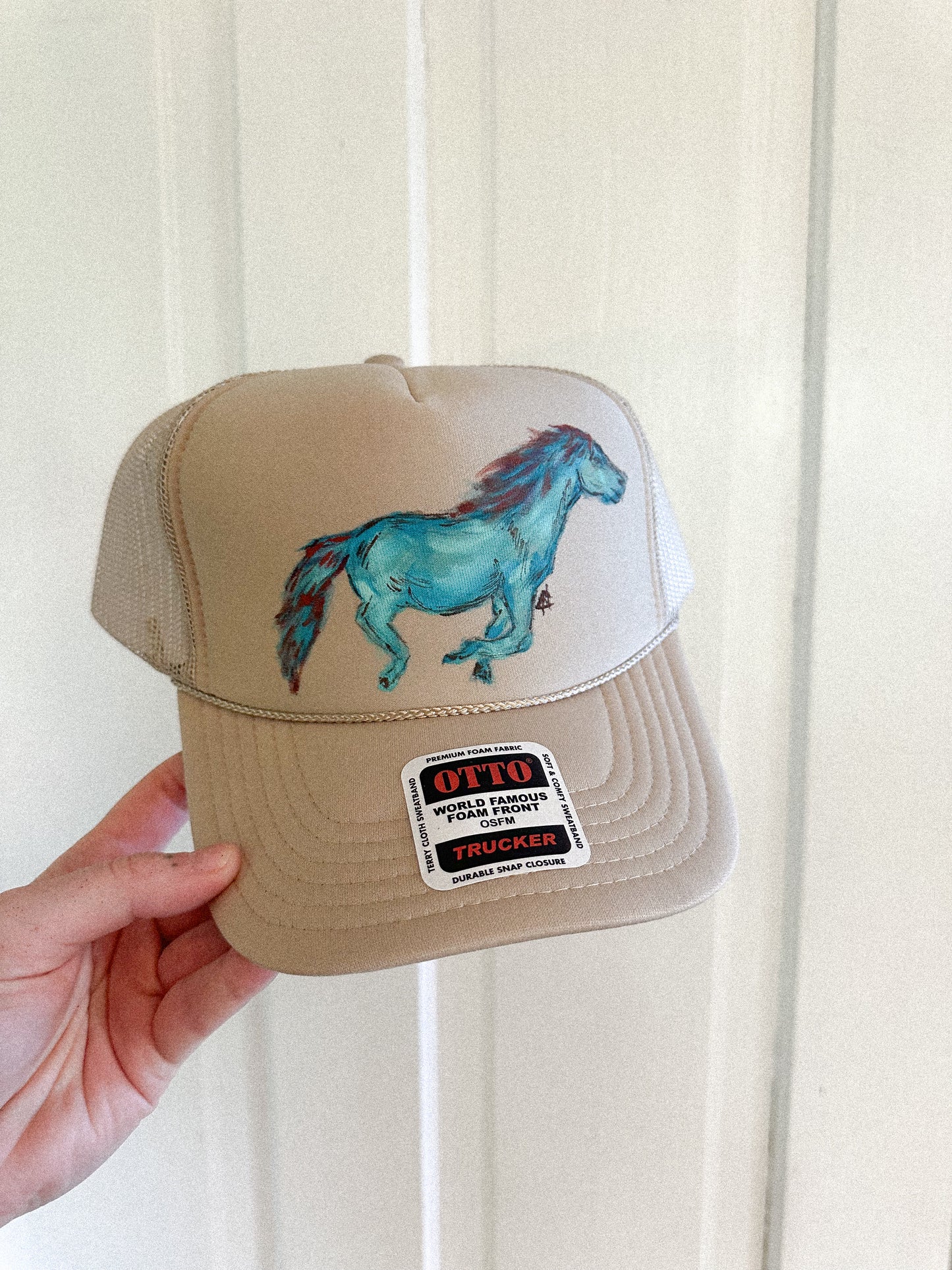 Painted Blue Horse Trucker Hat